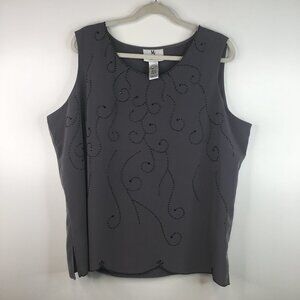 Maggie Sweet Embellished Sleeveless Lined Gray Top Petite Size 2X